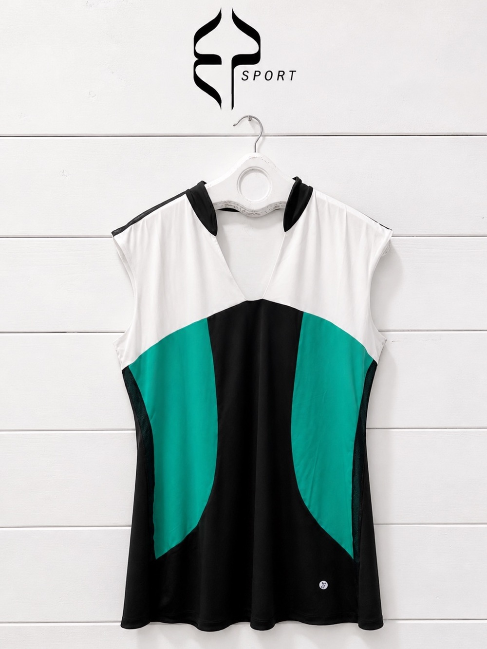 EP SPORT – Black, White & Green Sleeveless Dress – Size XL
